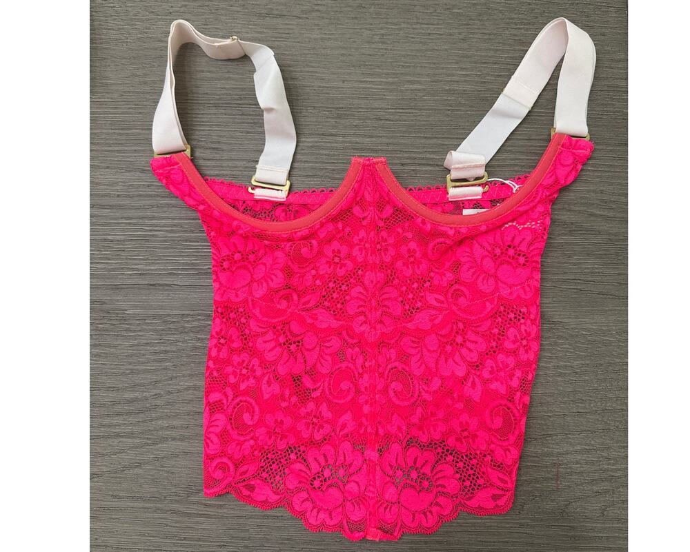 We Are HAH Free People Bust a Move Pink Lace Bustier, Size XS